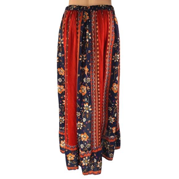 NEW Band Of Gypsies Red Floral Bohemian Hi-Low Ruffle Midi Maxi Skirt Size M - Picture 3 of 5